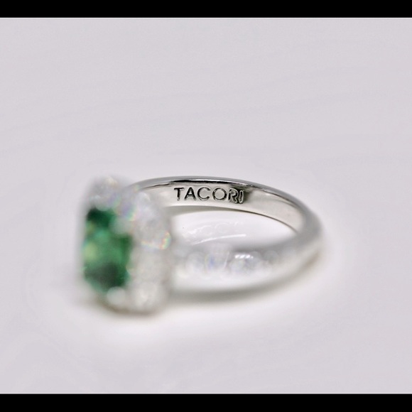 Tacori Green Diamonique halo engagement ring - Picture 8 of 14